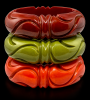 BB118 chunky swirl carved bakelite bangles